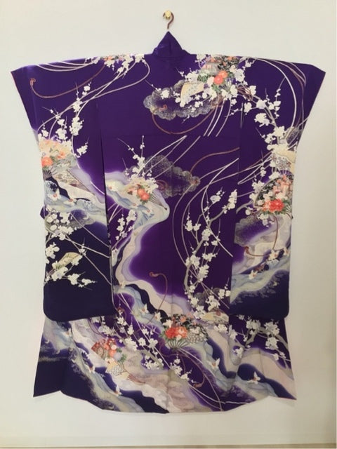 紫　扇 蝶 金銀彩 ぼかし［4570191711581］