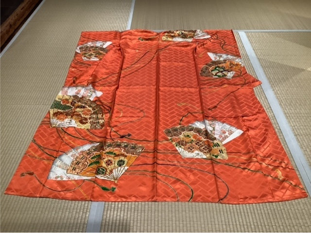 ビビッドオレンジ　扇　金駒　組紐　蝶［4570191656646］