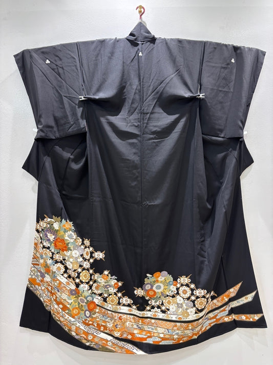 黒留　吉祥花宝尽くし　駒刺繍　金彩［4570191717545］