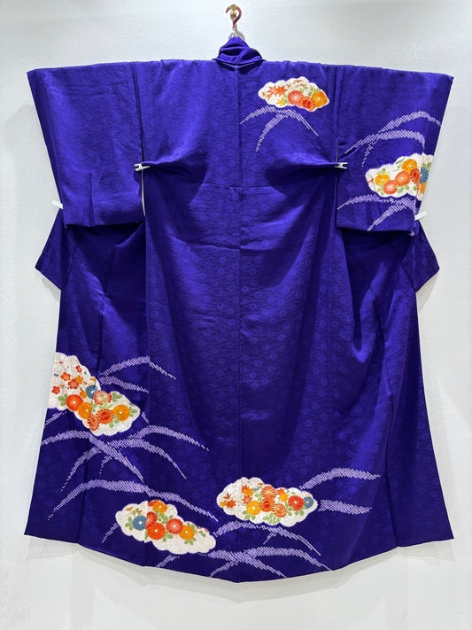 濃紫 雲文 菊 金糸 絞り絞り ［4570191717880］