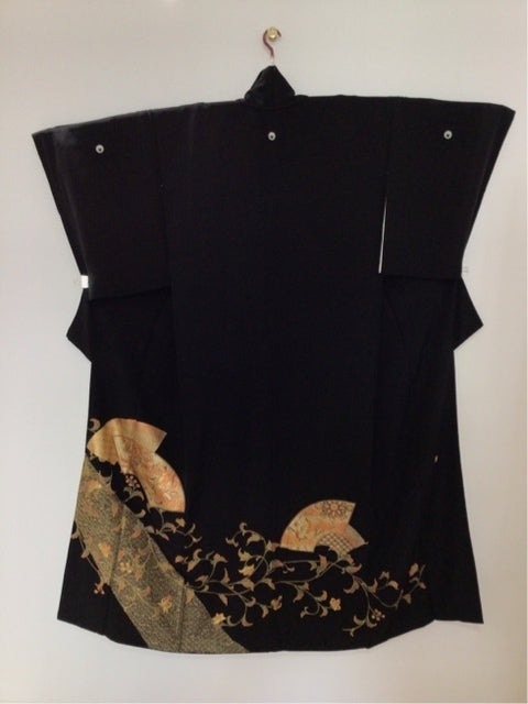 黒留　地紙鳳凰花文　作家物　金彩　4570191710485