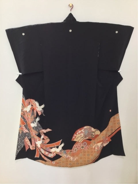 黒留　束ね熨斗舞鶴文　作家物　駒刺繍　金糸　金彩［4570191710812］