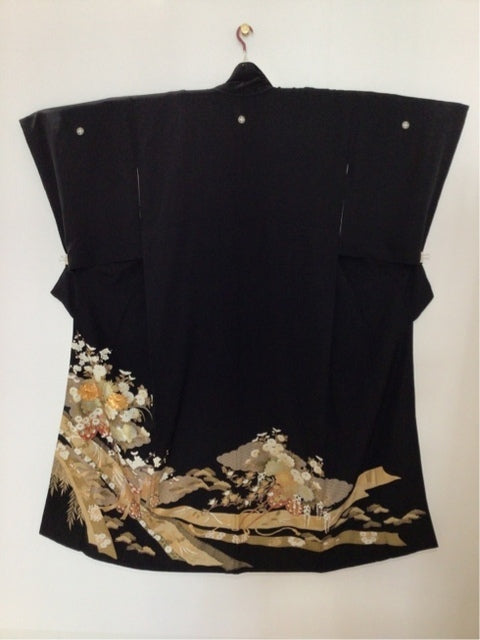 黒留　熨斗吉祥花車文　金彩［4570191710300］