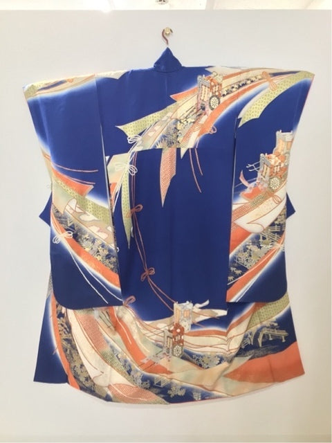 青 御所車 熨斗 金糸 金彩［4570191710188］