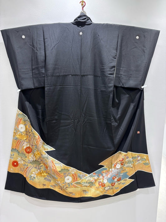 黒留　松竹梅　藤花房　作家物　駒刺繍　金彩［4570191718887］