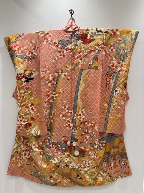 ピンク　牡丹 孔雀 金糸 金彩［4570191713356］