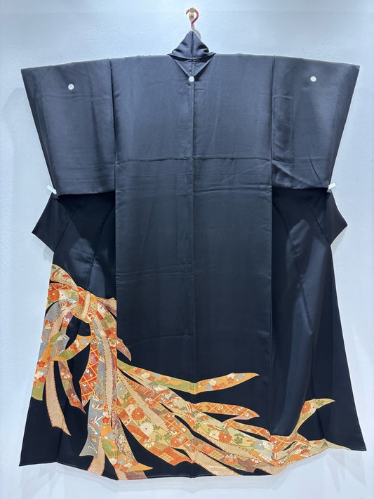 黒留　束ね熨斗吉祥花文　駒刺繍［4570191718863］