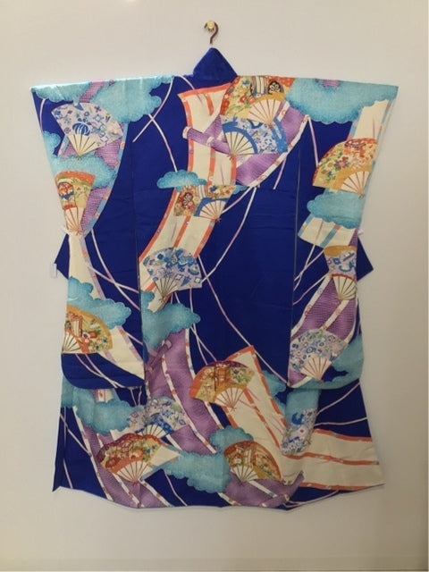 青 扇 御所車 金彩 ［4570191656691］