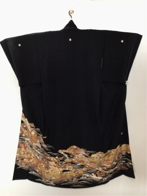 黒留　扇面花文　波　［4570191710034］