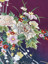 画像をギャラリービューアに読み込む, ラグランＭ　紫　牡丹　草花　刺繍　金糸［4570191694495］
