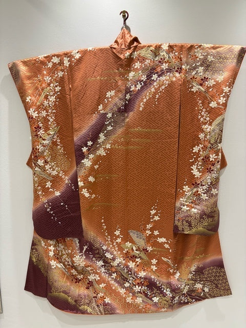 ピンク　紫　扇 御所車 金彩 ぼかし［4570191713172］