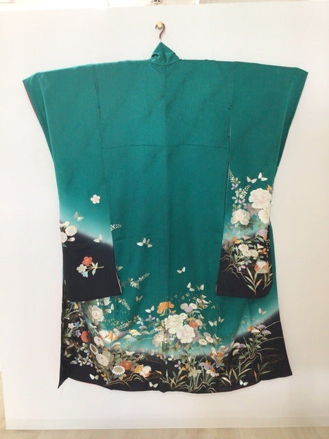 振袖　緑　鴛鴦　草花　金銀彩　ぼかし［4570191712144］