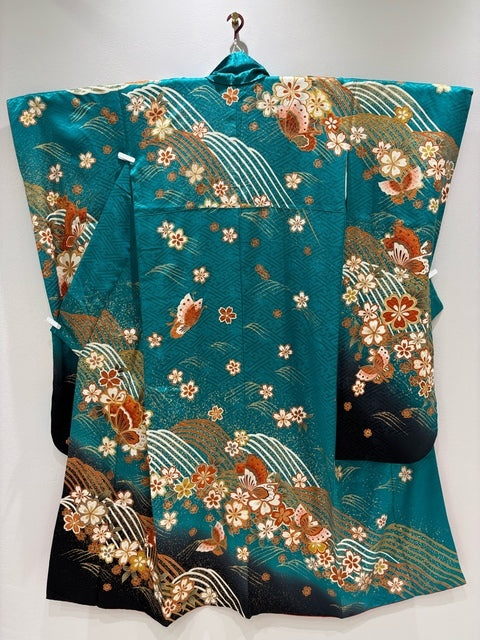 青緑　桜 蝶 金糸 金彩［4570191713486］