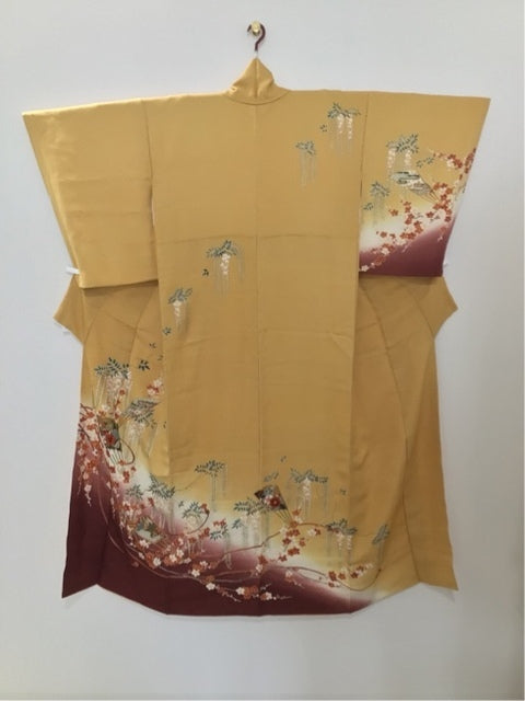 Yellow-orange, wisteria, fan, gold leaf, gradation [4570191711680]
