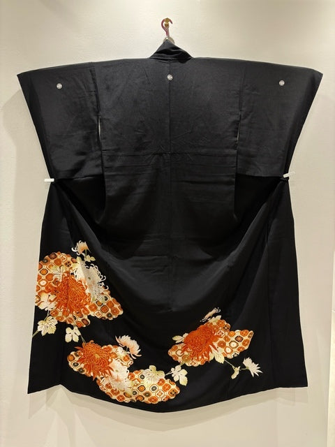 黒留 駒刺繍 乱菊 金彩［4570191714865］