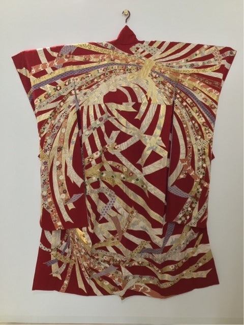 赤 束ね熨斗 草花 金糸 金彩［4570191710614］