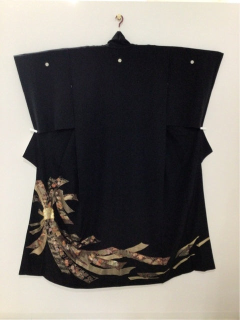 プレミアム③黒留　束ね熨斗吉祥花文　駒刺繍　金銀彩［4570191711208］