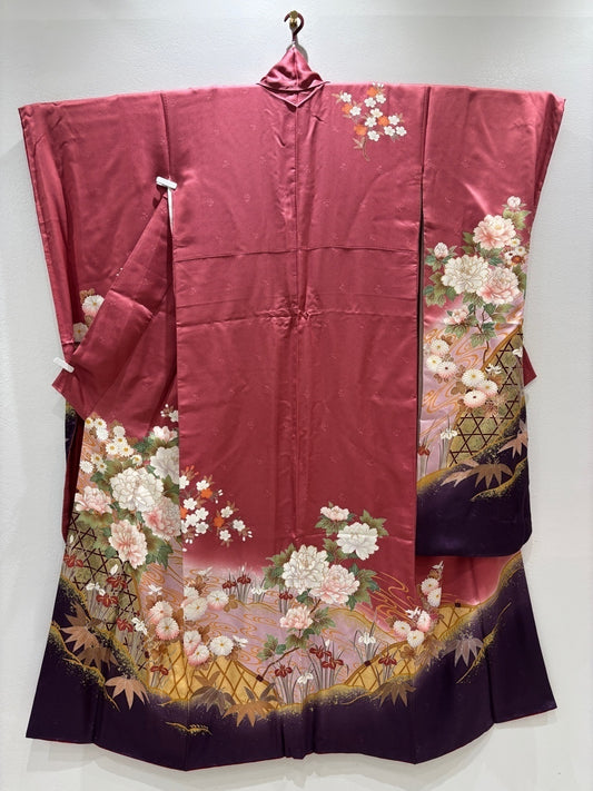 ピンク　紫　牡丹 菊 金彩 ぼかし ［4570191717286］