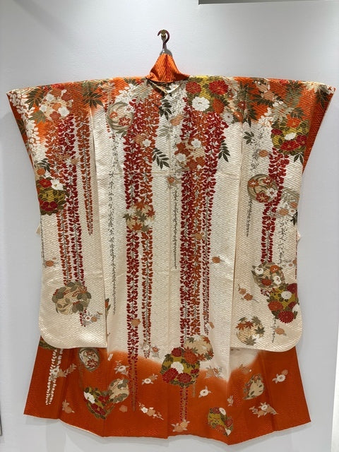 クリーム　珠　白　花丸文 菊 金糸 金彩［4570191712335］