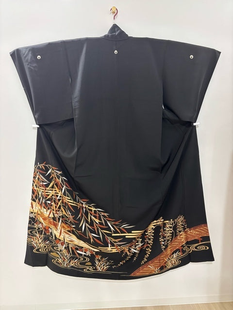 黒留 竹 笹 船 流水草花文 金彩［4570191712724］