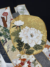 画像をギャラリービューアに読み込む, 黒留　短冊花文　駒刺繍　金彩 ［4570191717675］
