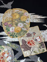 画像をギャラリービューアに読み込む, 黒留　色紙花文　駒刺繍　金彩［4570191718054］

