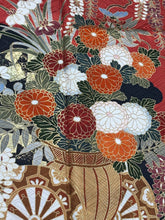画像をギャラリービューアに読み込む, 赤黒　茜色　花車 箔散らし 金彩 染め分け［4570191717026］
