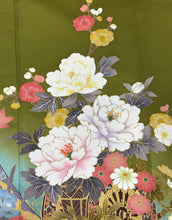 Load image into Gallery viewer, 緑　花車熨斗　箔　銀糸［4570191715336］
