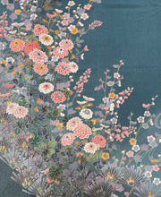 Load image into Gallery viewer, ブルーグリーン　青　緑　草花　鴛鴦　金銀彩　ぼかし［4570191715961］
