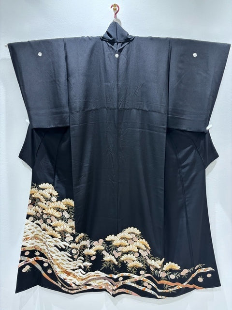 黒留　吉祥花文　駒刺繍　金彩［4570191714636］