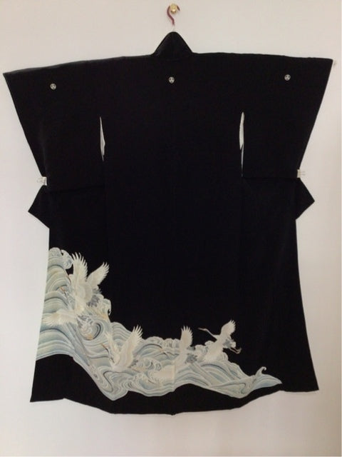 黒留　鶴　立波文　駒刺繍　金彩［4570191710584］