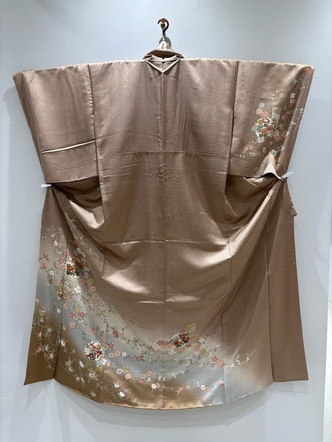 訪問着 ベージュ 雪輪 枝垂れ桜 金糸 金彩［4570191714124］