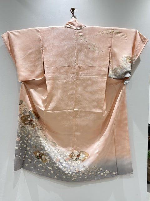 訪問着 ピンク 扇面 松竹梅 金彩 ぼかし［4570191714179］