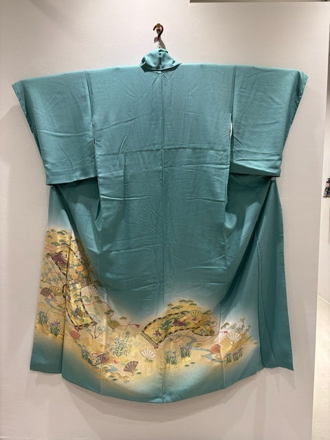 色留 グレー 寿光織 人物 絵巻 暈し染め 金糸 ［4570191713158］