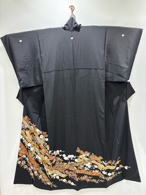 黒留　鬘帯花文　駒刺繍　金彩［4570191712885］