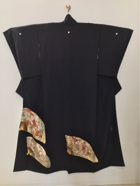 黒留　扇花文　蘇州刺繍　金糸　金銀彩［4570191711604］