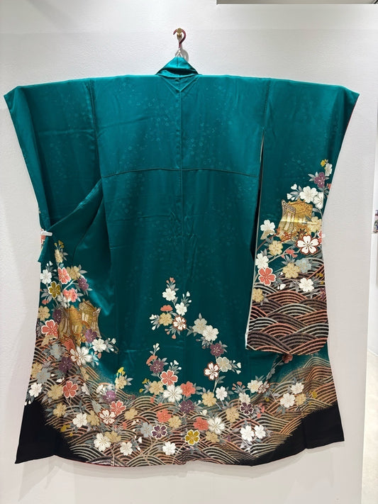 緑 御所車 桜 金糸 金彩 ［4570191719051］