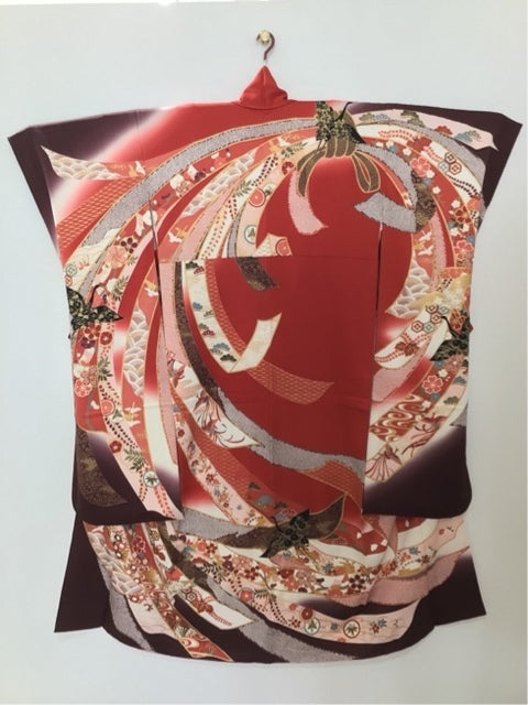 茜色　熨斗 鶴 金彩 ぼかし［4570191711932］