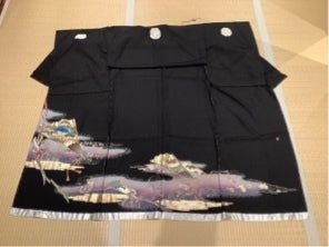 黒留　扇子　刺繍　組紐