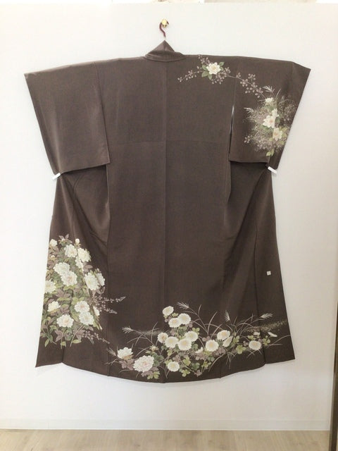 訪問着　茶色　枝花　萩　金銀彩［4570191712168］