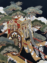 画像をギャラリービューアに読み込む, 黒留　駒刺繍　御所車飛鶴花宝尽くし　金彩　4570191715022
