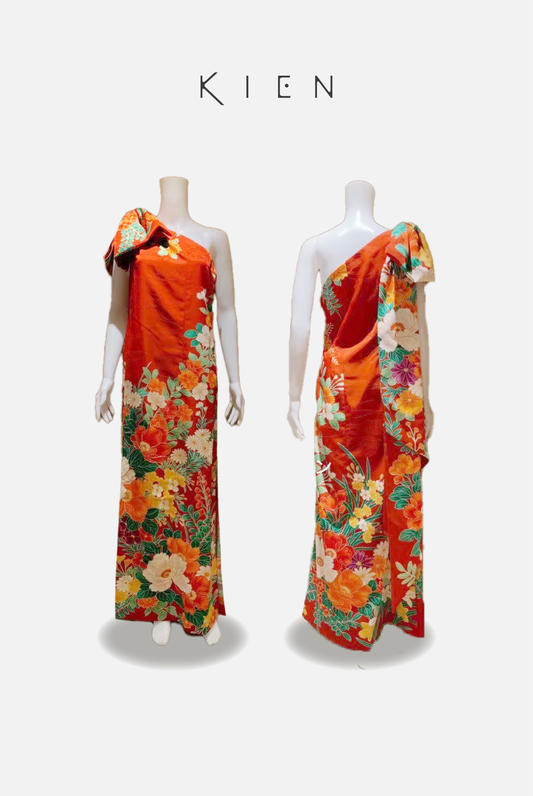 【既製品（Ready-made）】ワンショルダーリボンドレス L