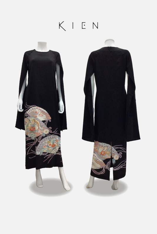 ラグランL  黒留　華扇子　尾長鶏　芍薬　菊　梅　4570191690541