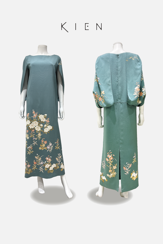 コクーンL 灰青緑　牡丹　菫　四季の花［4570191694334］