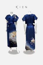 画像をギャラリービューアに読み込む, カシュクールＬ　青　檜扇花文 暈し染め　金彩［4570191697533］
