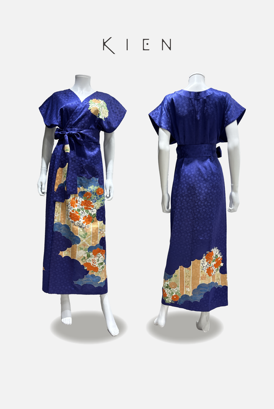 カシュクールＭ　青　紫　牡丹　菊［4570191693405］