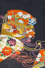 画像をギャラリービューアに読み込む, コクーンXL　黒留　檜扇花鳥文　刺繍　金彩［4570191694617］
