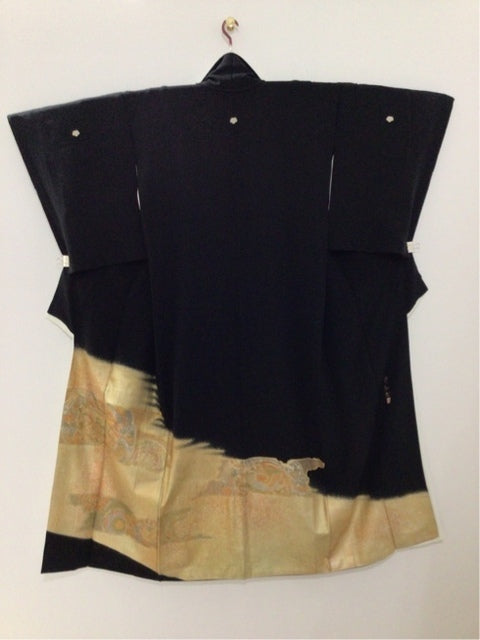 黒留　スワトウ刺繍　鴛鴦正倉院花文　作家物　金彩［4570191710256］