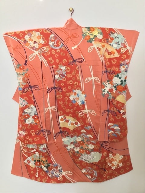 ピンク　扇面 牡丹 金糸 金彩 ［4570191710966］