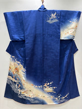 Load image into Gallery viewer, 青　雪輪 草花 金彩 ぼかし［4570191716852］
